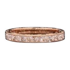 Bague d'éternité « Est/Ouest » en or rose 18 carats ornée à la main de diamants taille française