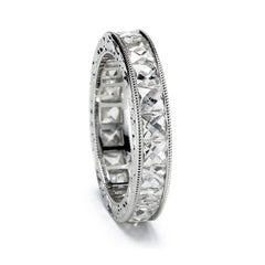 French Cut Diamond Platinum Channel Set Band by Leon Mege