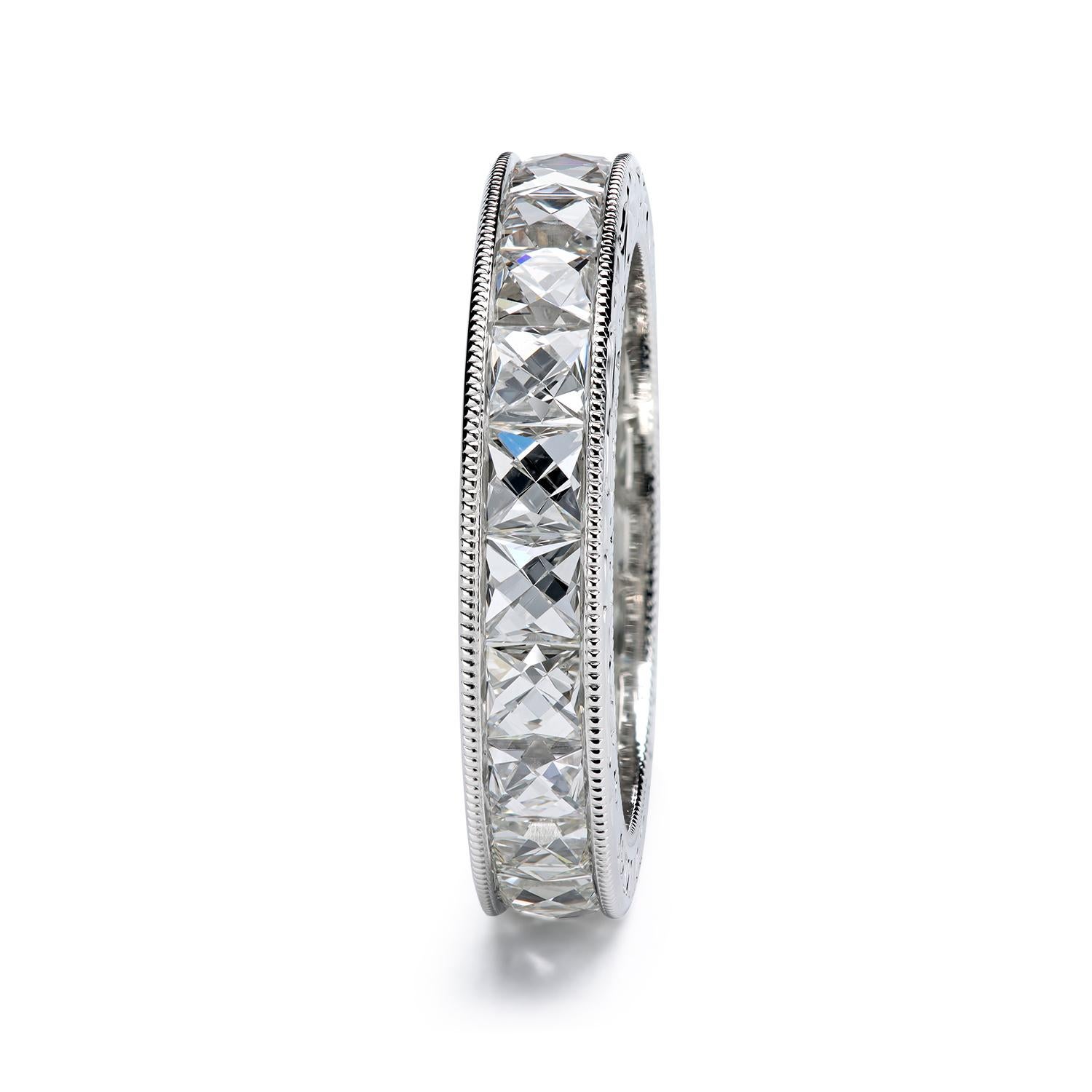 French Cut Diamond Platinum Channel Set Band by Leon Mege In New Condition In New York, NY
