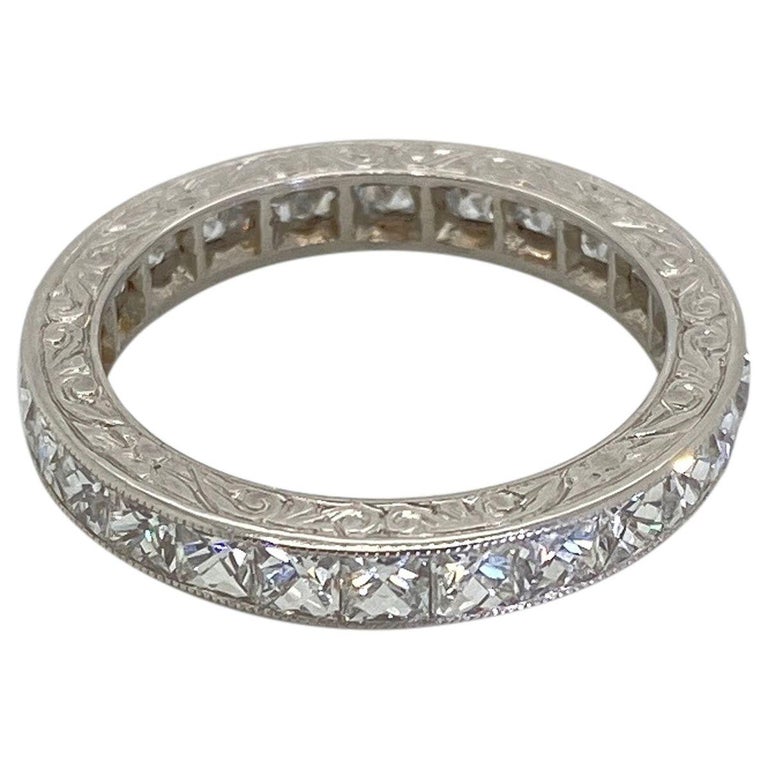 French Cut Diamond and Platinum Eternity Band Ring at 1stDibs