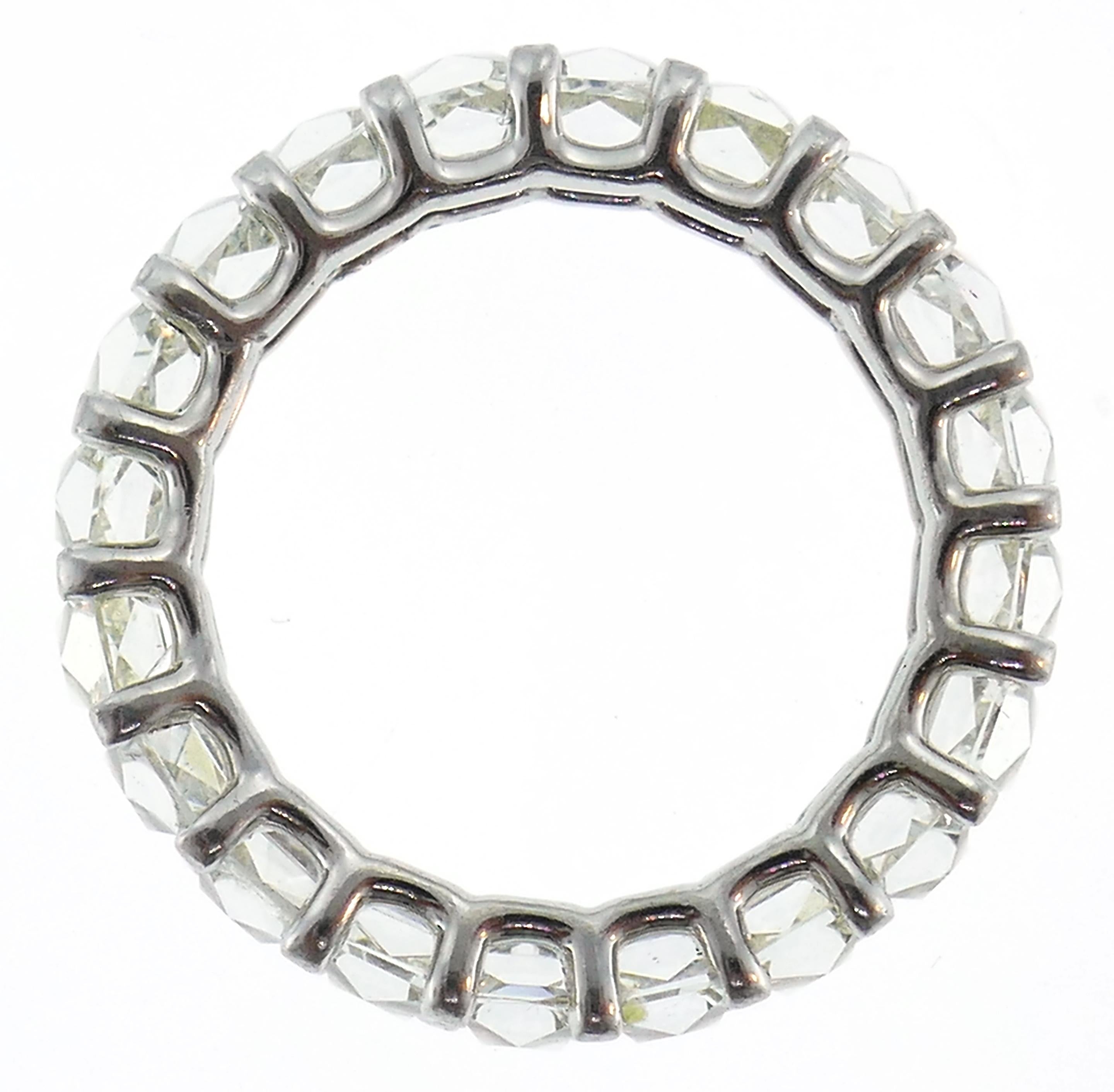 French Cut Diamond Platinum Eternity Band Ring Size 6.25 In Excellent Condition In Beverly Hills, CA