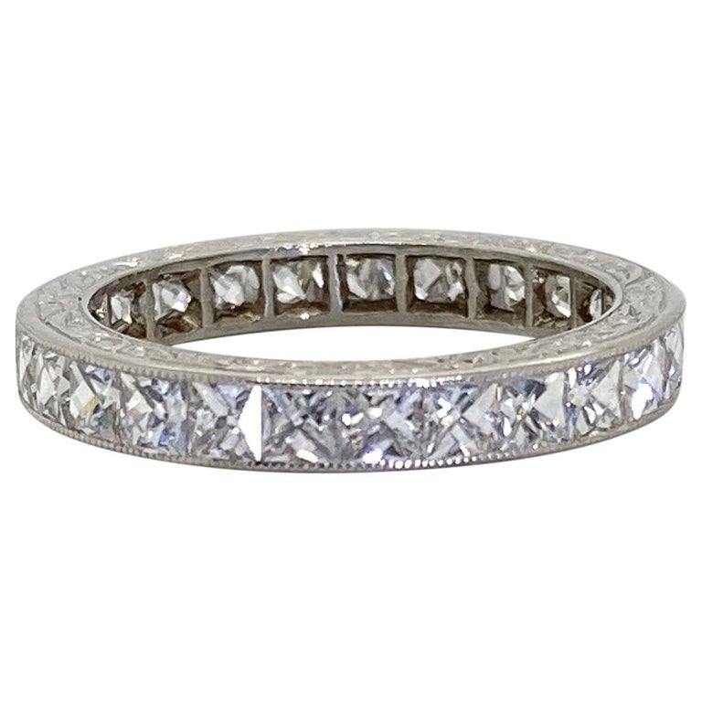 French Cut Diamond and Platinum Eternity Band Ring at 1stDibs