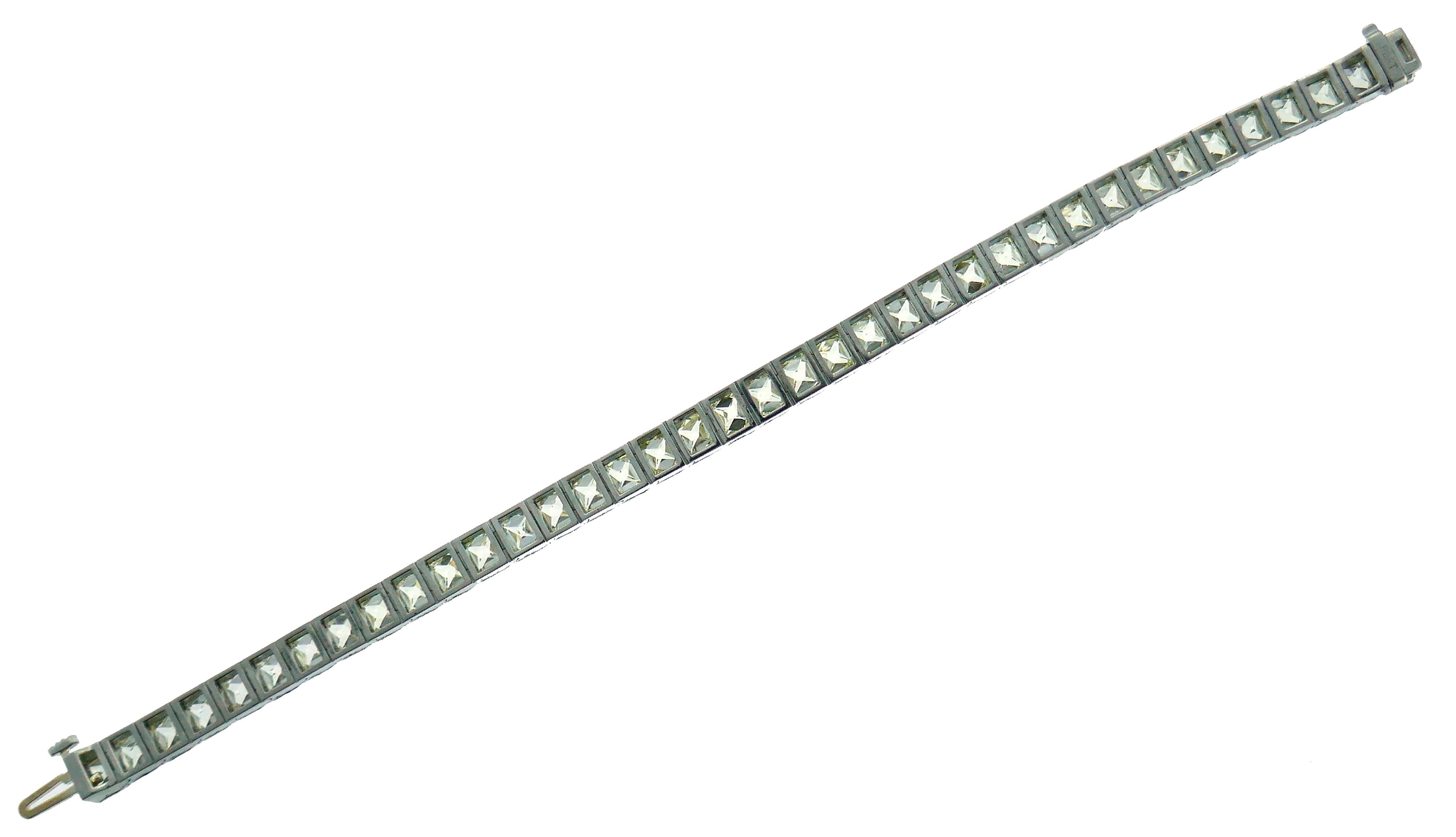 French Cut Diamond Platinum Tennis Line Bracelet, 1960s For Sale 1