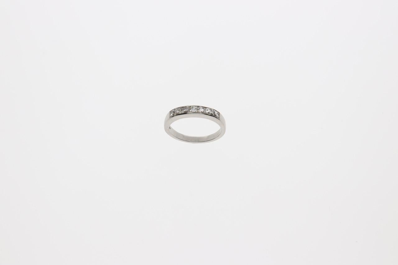 Contemporary French Cut Diamonds Platinum Ring For Sale