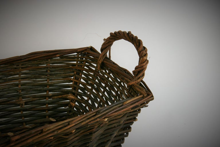 Mid-20th Century French Cut Flower Rattan Basket/Folk Art For Sale