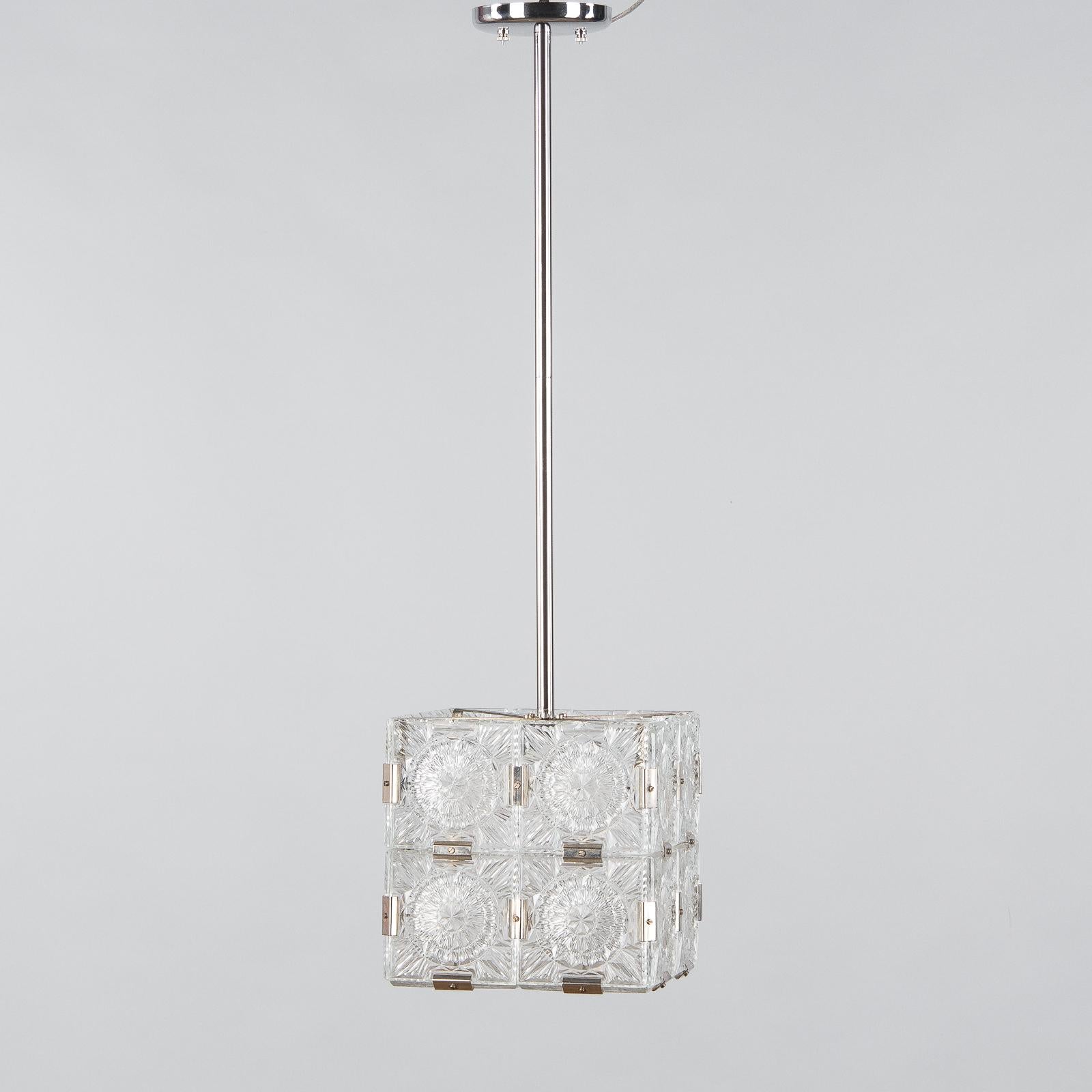 French Cut Glass and Chrome Pendant, 1970s 8