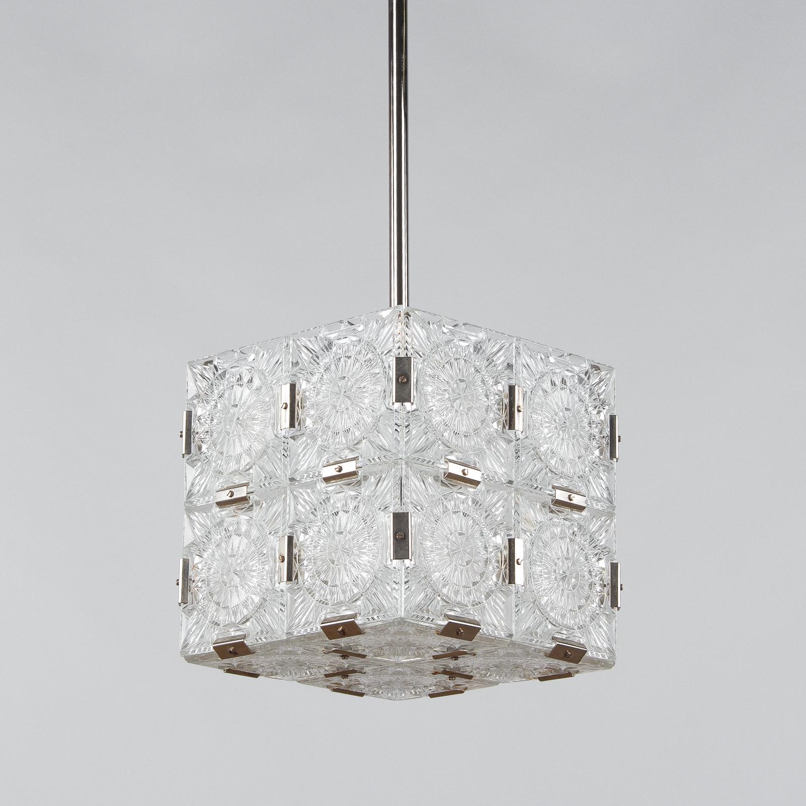 French Cut Glass and Chrome Pendant, 1970s 9