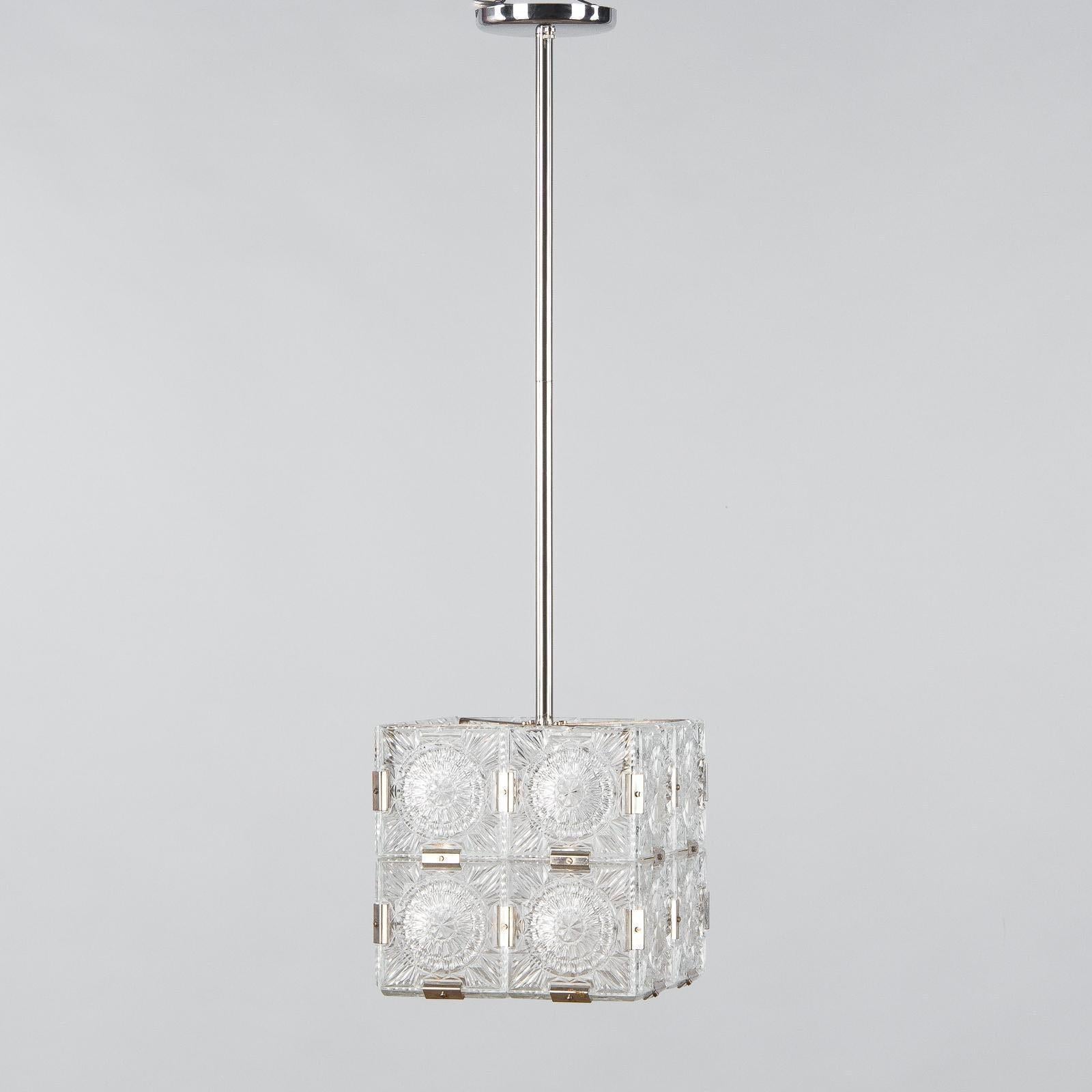 French Cut Glass and Chrome Pendant, 1970s 5