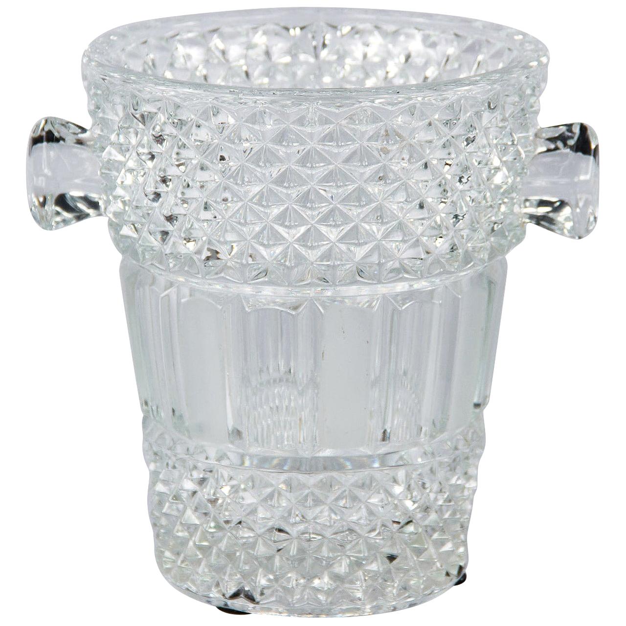 French Glass Champagne Bucket, 20th Century