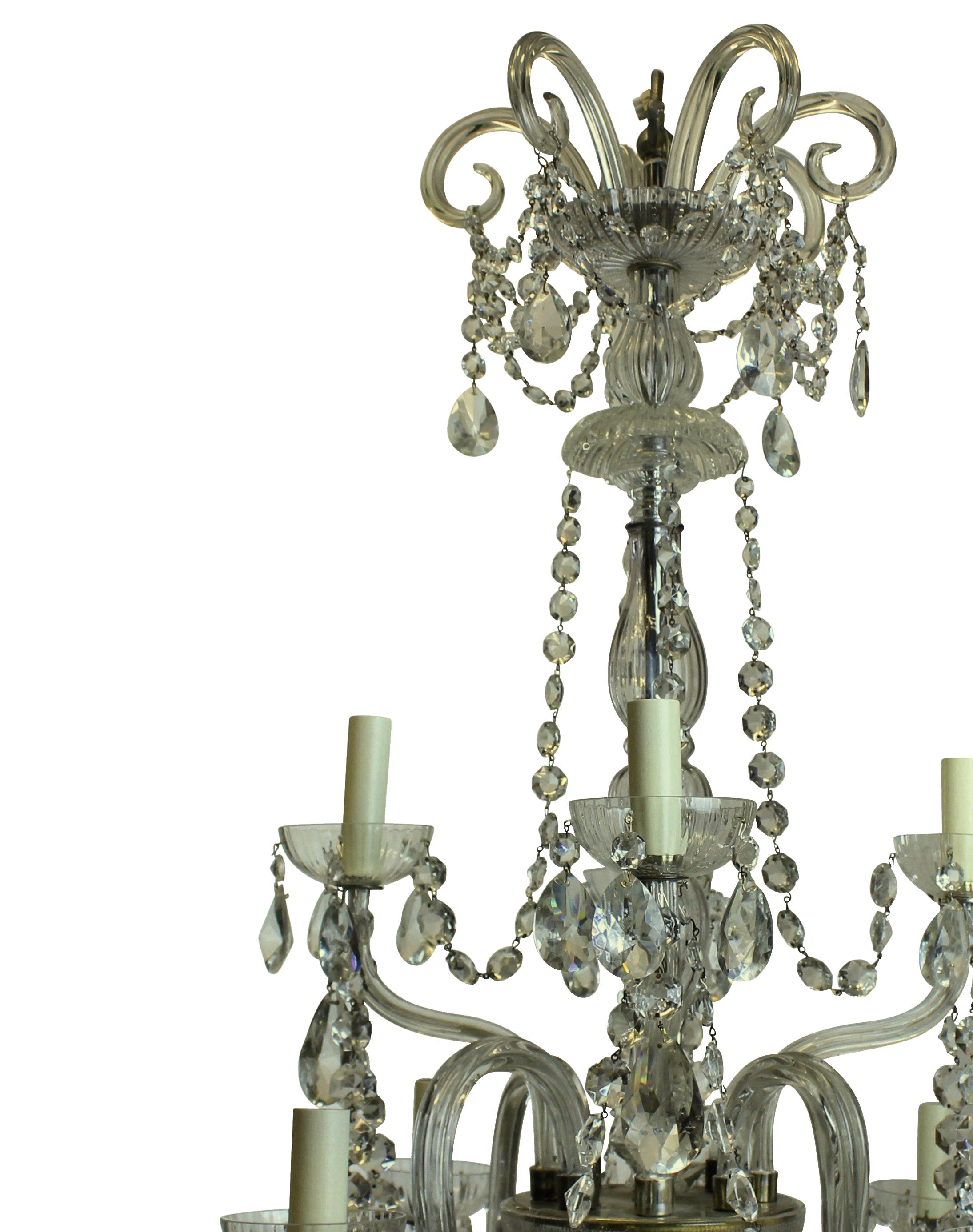 Early 20th Century French Cut-Glass Chandelier