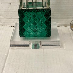 French Cut Glass Green lamp