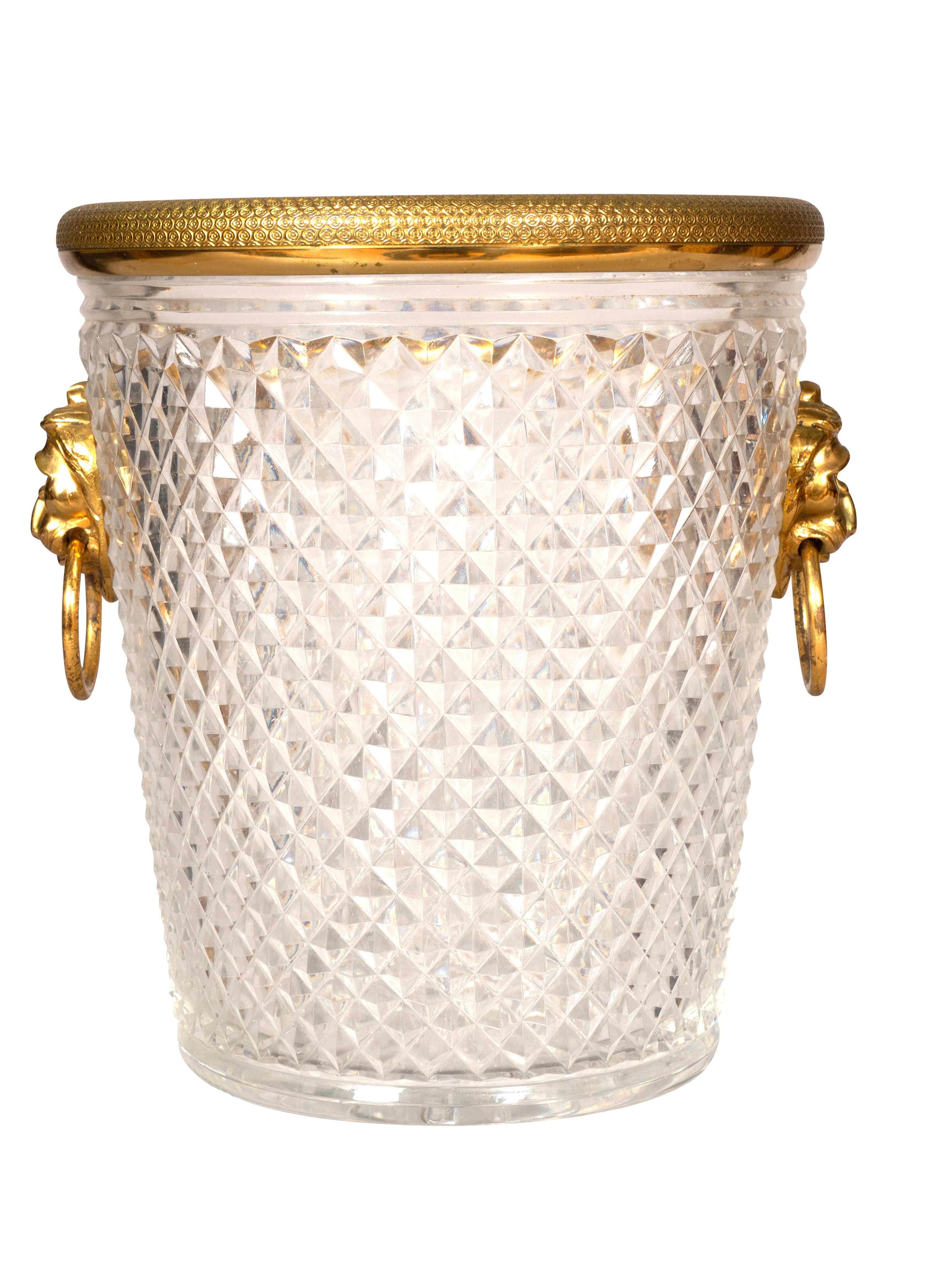 Cubitera de cristal tallado a la francesa Dorado en venta