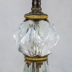 French-Cut Glass Lamps with Etched Floral Decorations