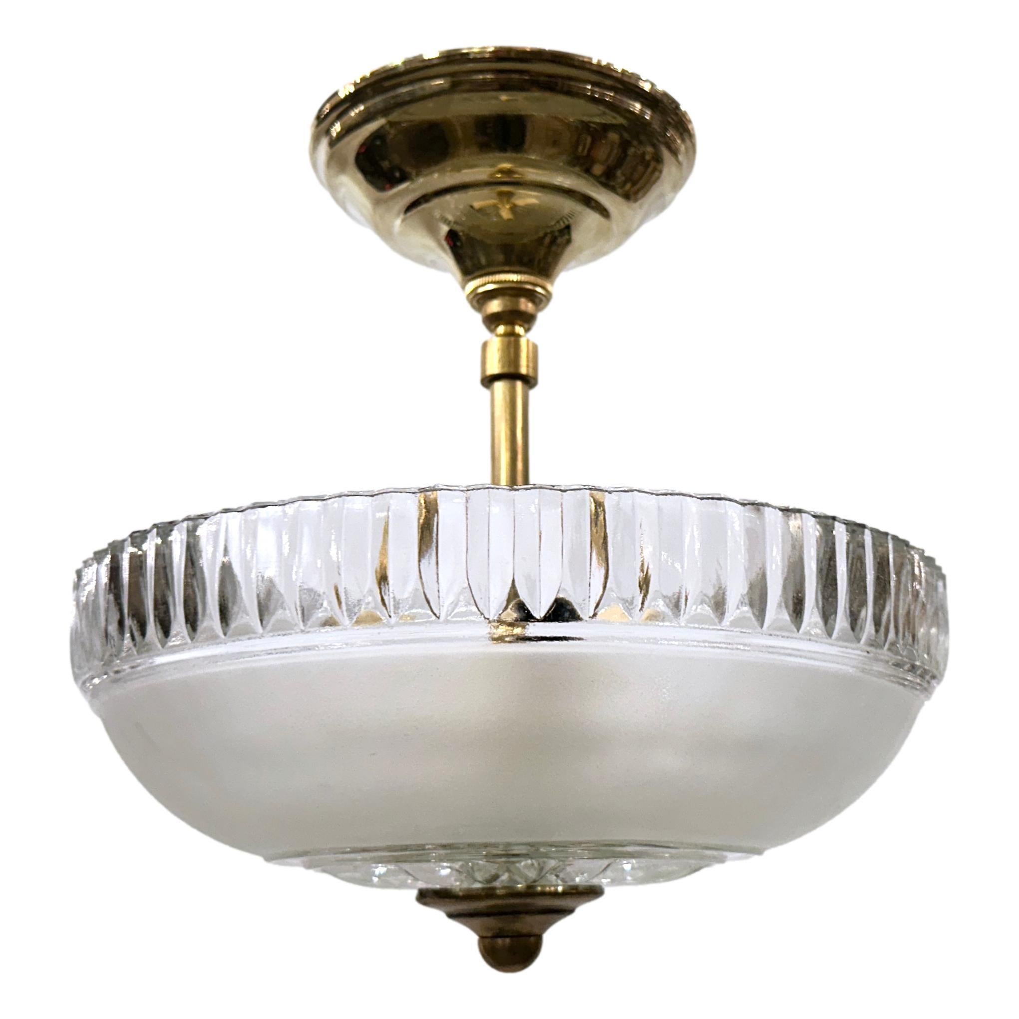 Early 20th Century French Cut Glass Light Fixture For Sale