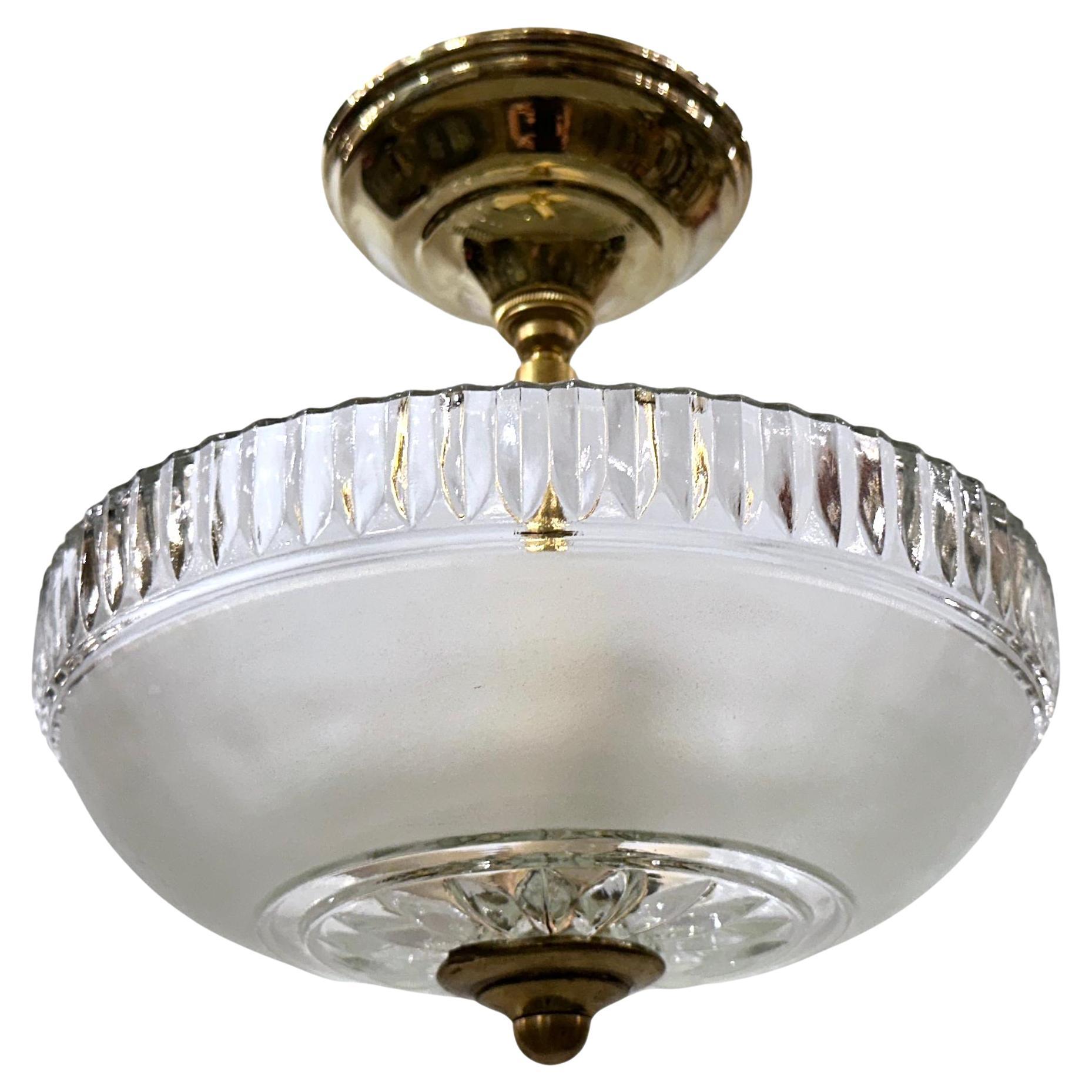 French Cut Glass Light Fixture For Sale