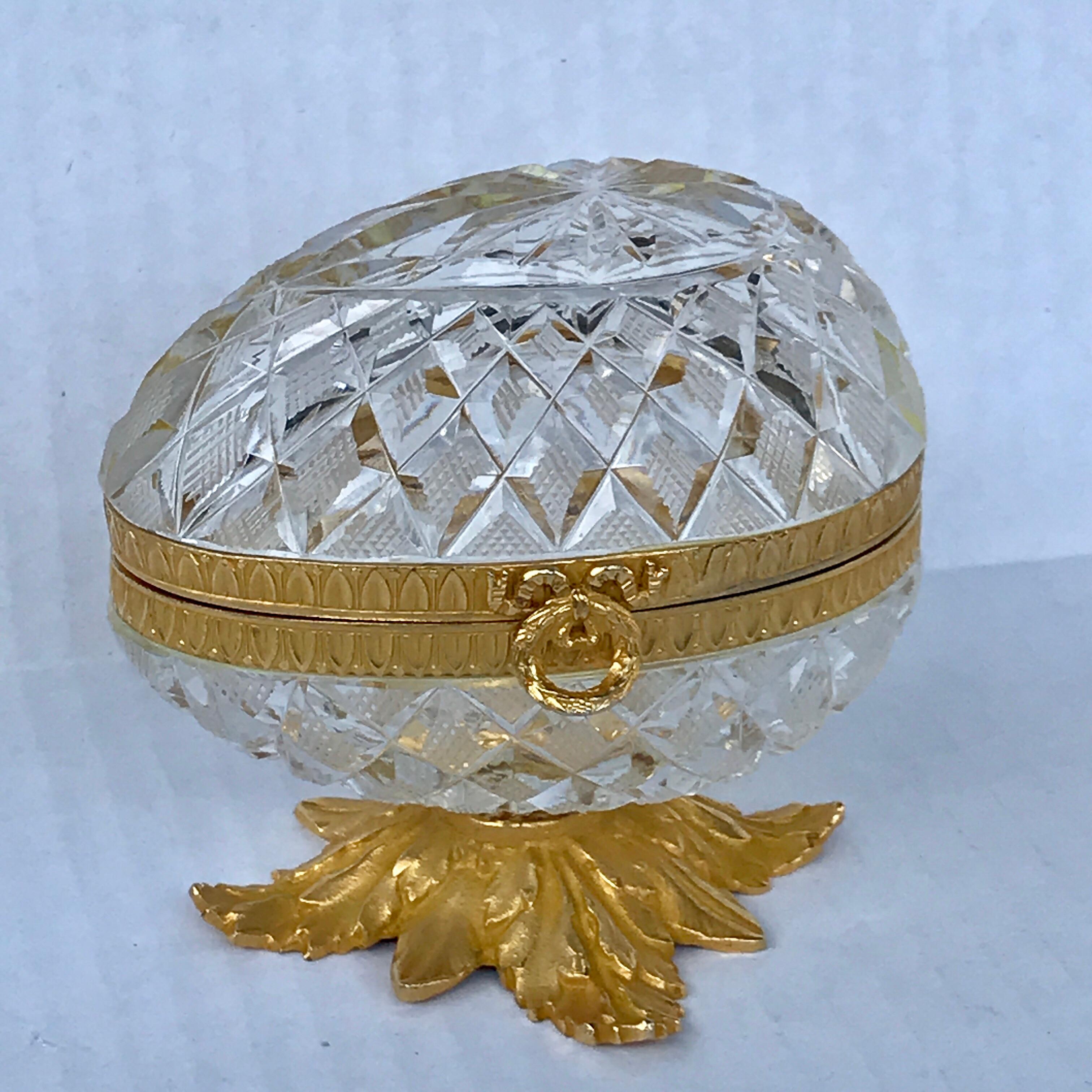 French Cut Glass & Ormolu Mounted Egg Box, in the Manner of Baccarat For Sale 6