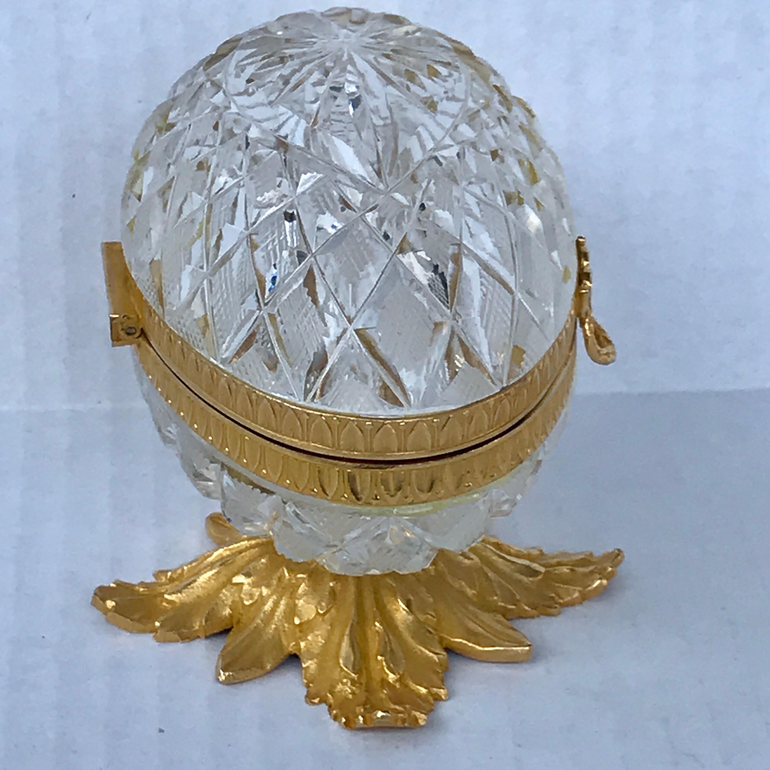 French Cut Glass & Ormolu Mounted Egg Box, in the Manner of Baccarat For Sale 2