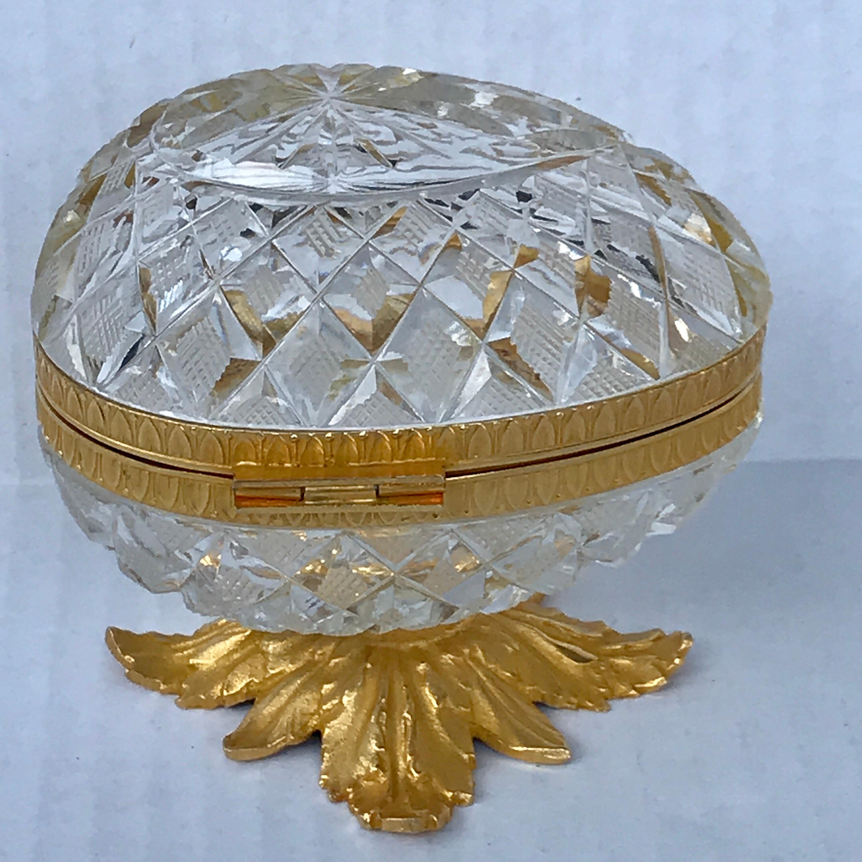 French Cut Glass & Ormolu Mounted Egg Box, in the Manner of Baccarat For Sale 3
