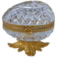 French Cut Glass & Ormolu Mounted Egg Box, in the Manner of Baccarat