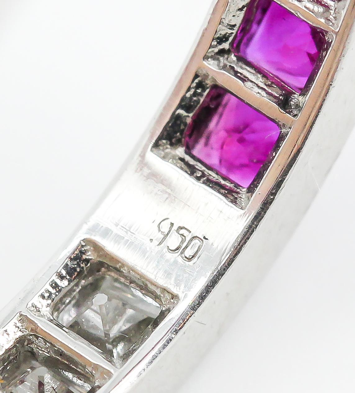 French Cut Ruby, Diamond and Platinum Band 1