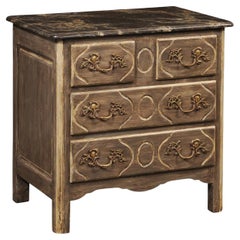 French Cute-Size 4-Drawer Chest w/Faux Marble Painted Top