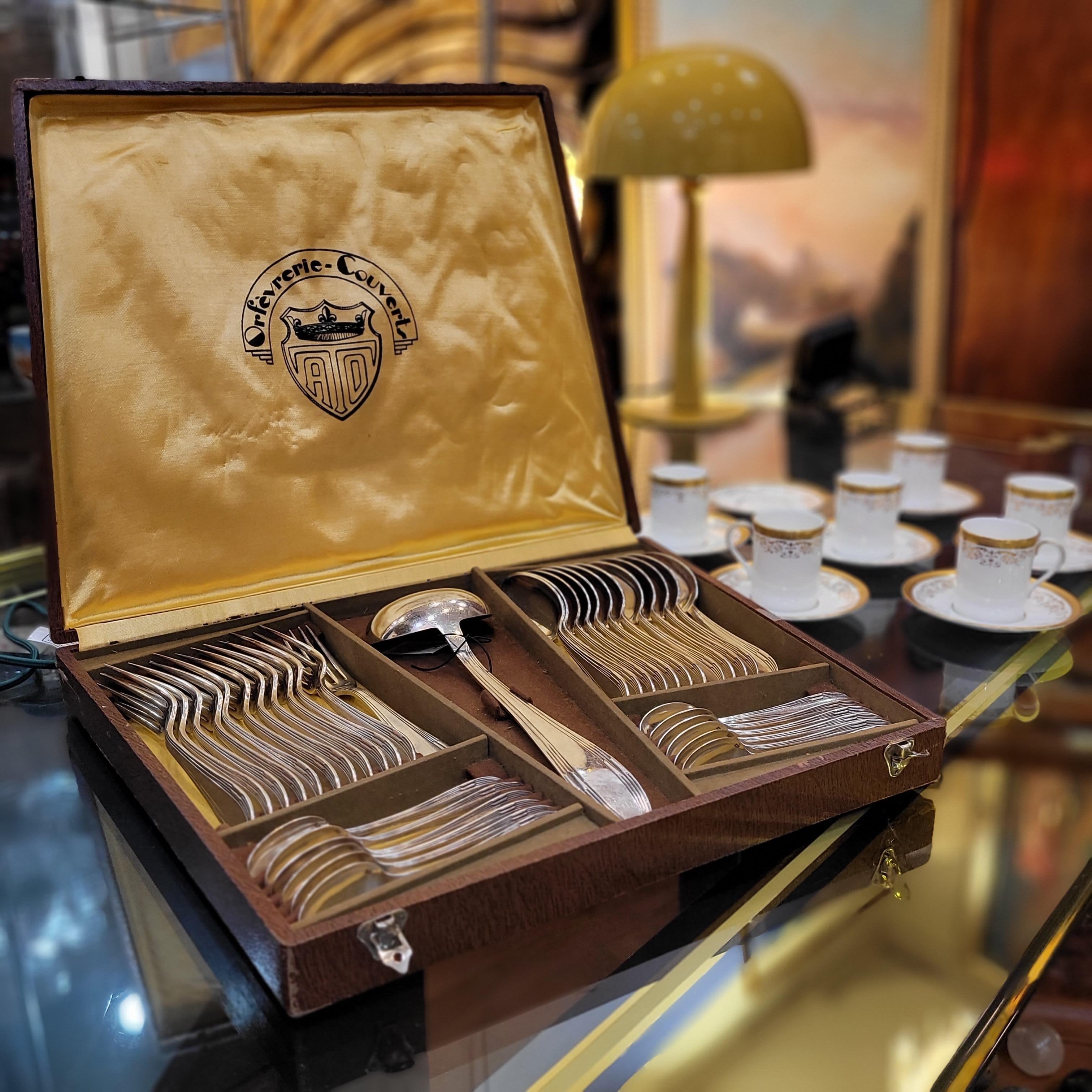 Français Ensemble de couverts Orfèvrerie-Couverts ATO, 37 pièces, en métal argenté en vente