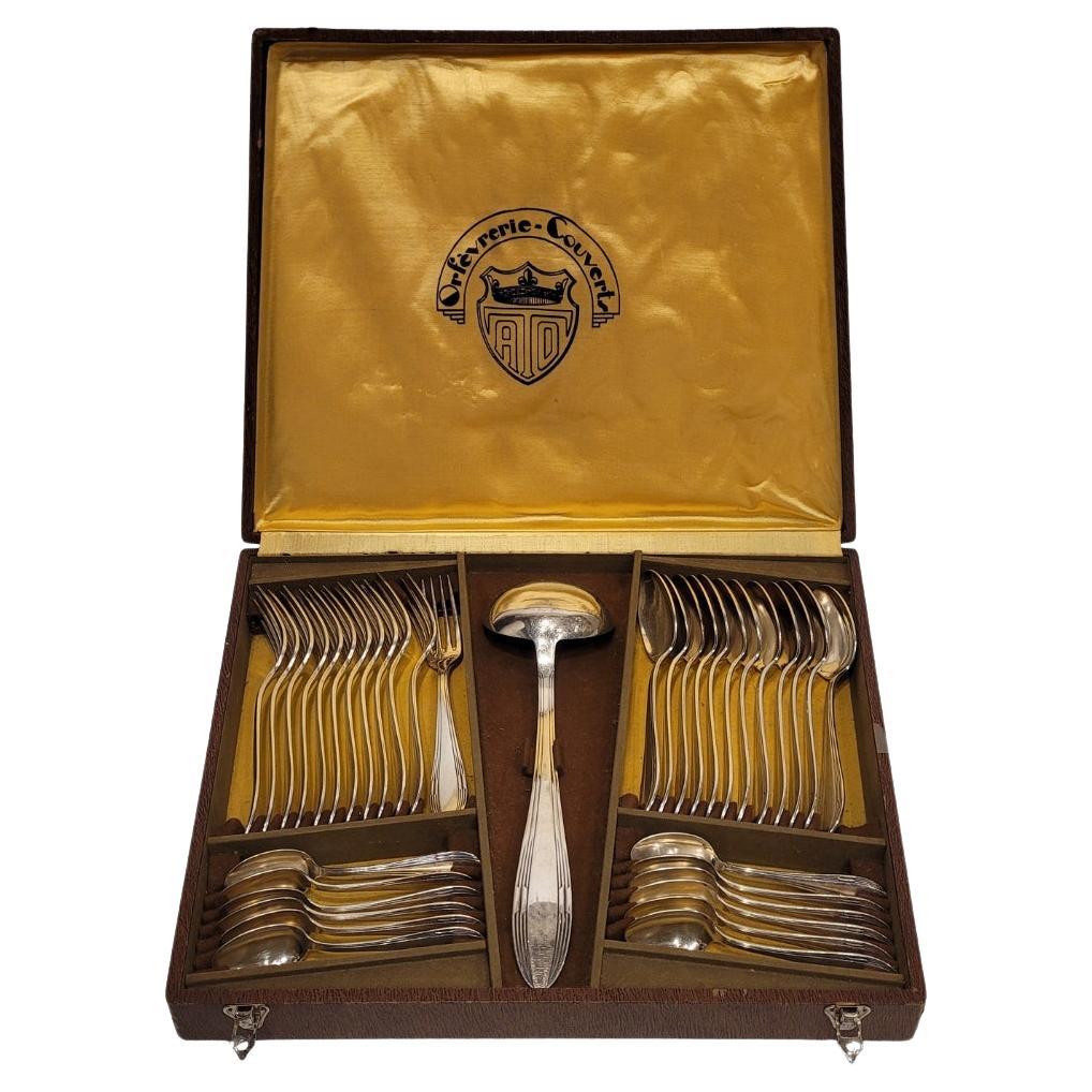 French Cutlery Set Orfèvrerie-Couverts ATO, 37 pieces, Silver plate