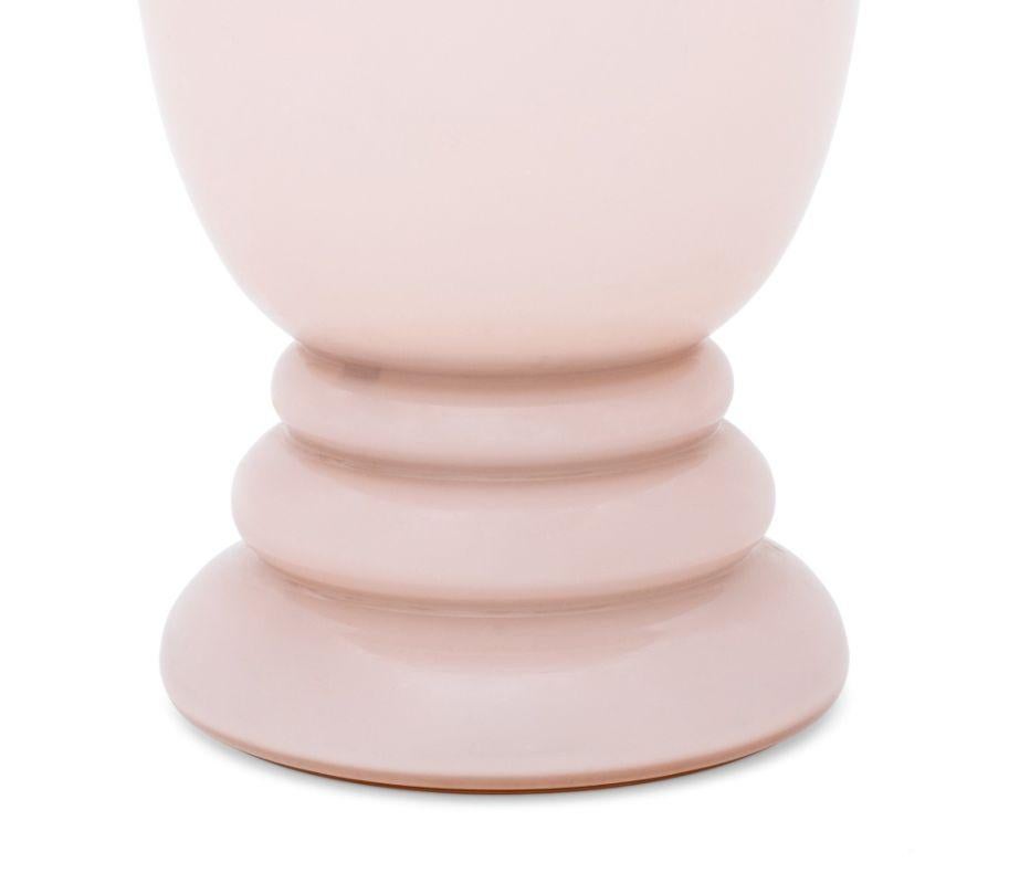 Art déco Paire de lampes de table françaises Cvv Vianne en verre rose en vente