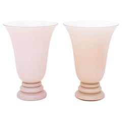 Französische CVV Vianne-Tischlampen aus rosa Glas, CVV Vianne, Paar