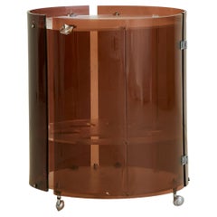 French Cylindrical Plexiglass Bar Cart, 1970s