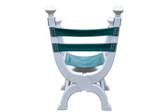 French Dagobert Chair in White Painted Oak and Leather Seat, circa 1890