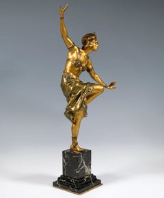 Danseuse française, grande figure en bronze Art déco, par Carl Binder, France, vers 1920 1920