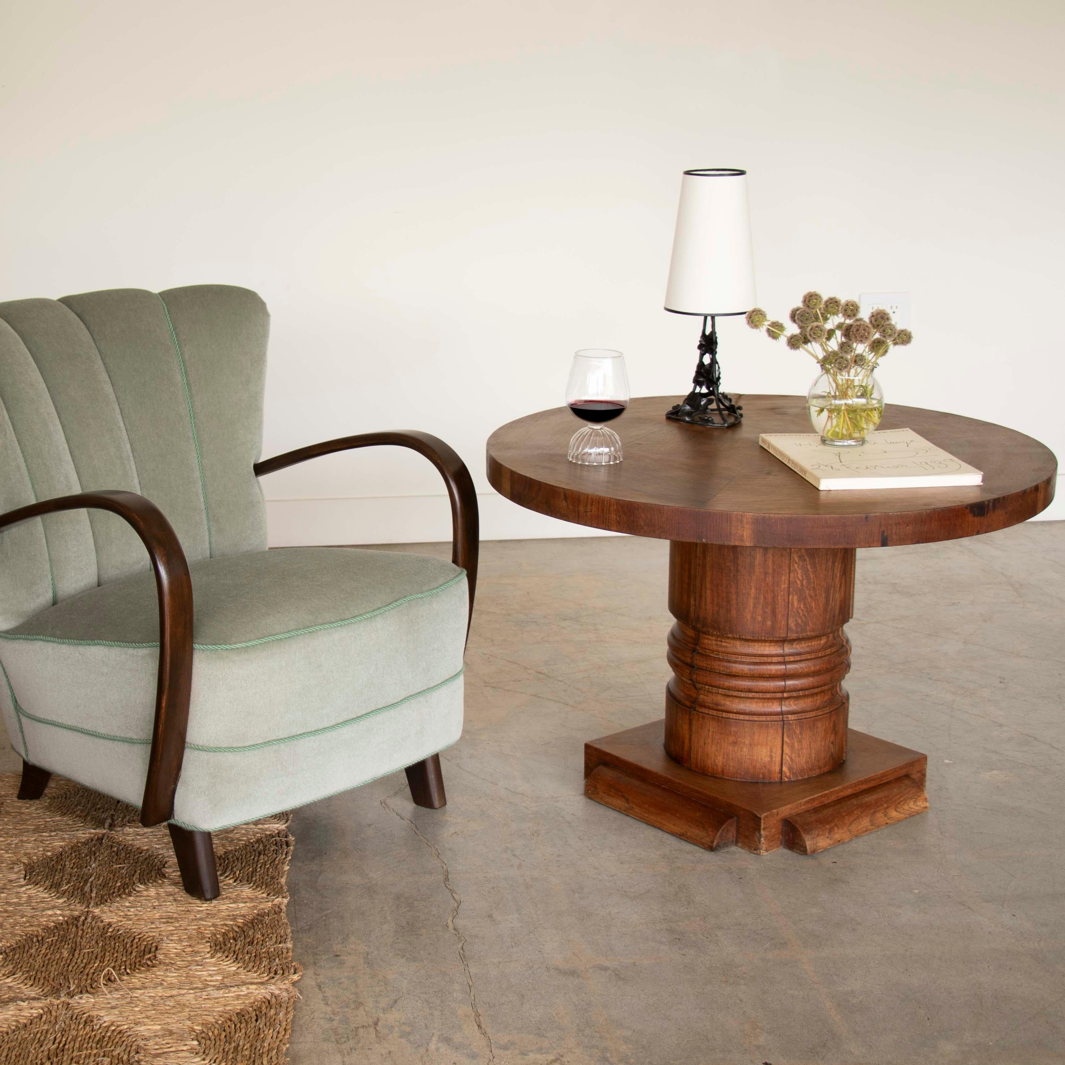 French Dark Oak Table by Charles Dudouyt In Good Condition In Los Angeles, CA