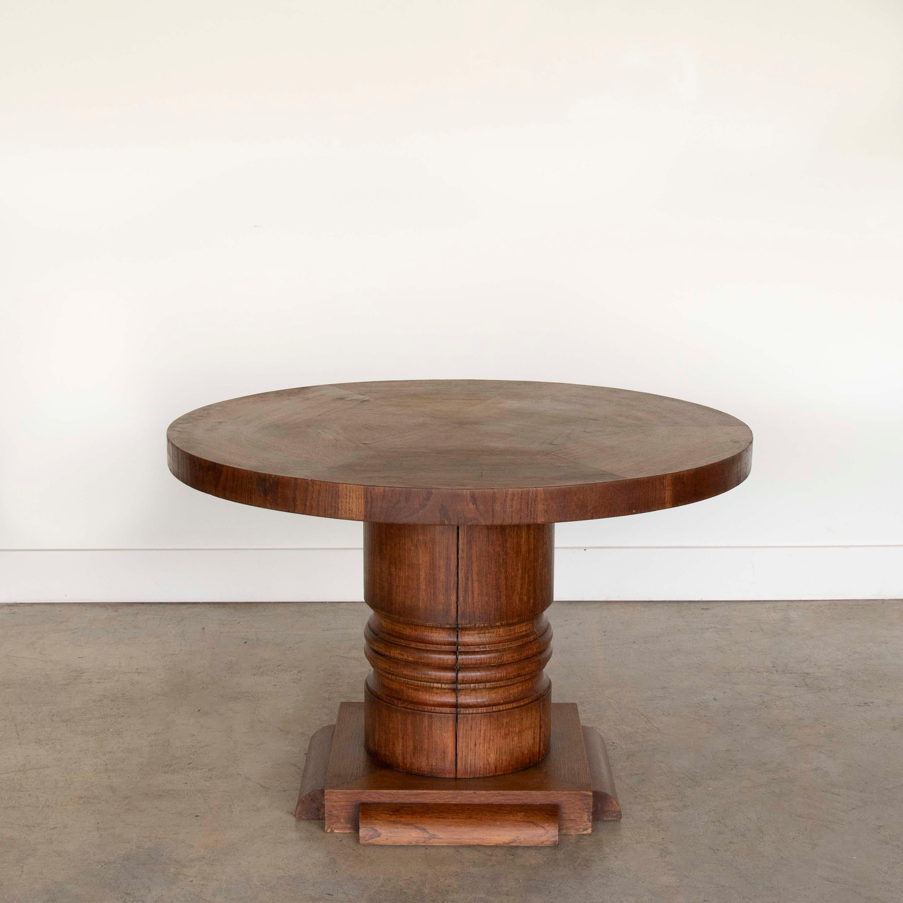 20th Century French Dark Oak Table by Charles Dudouyt