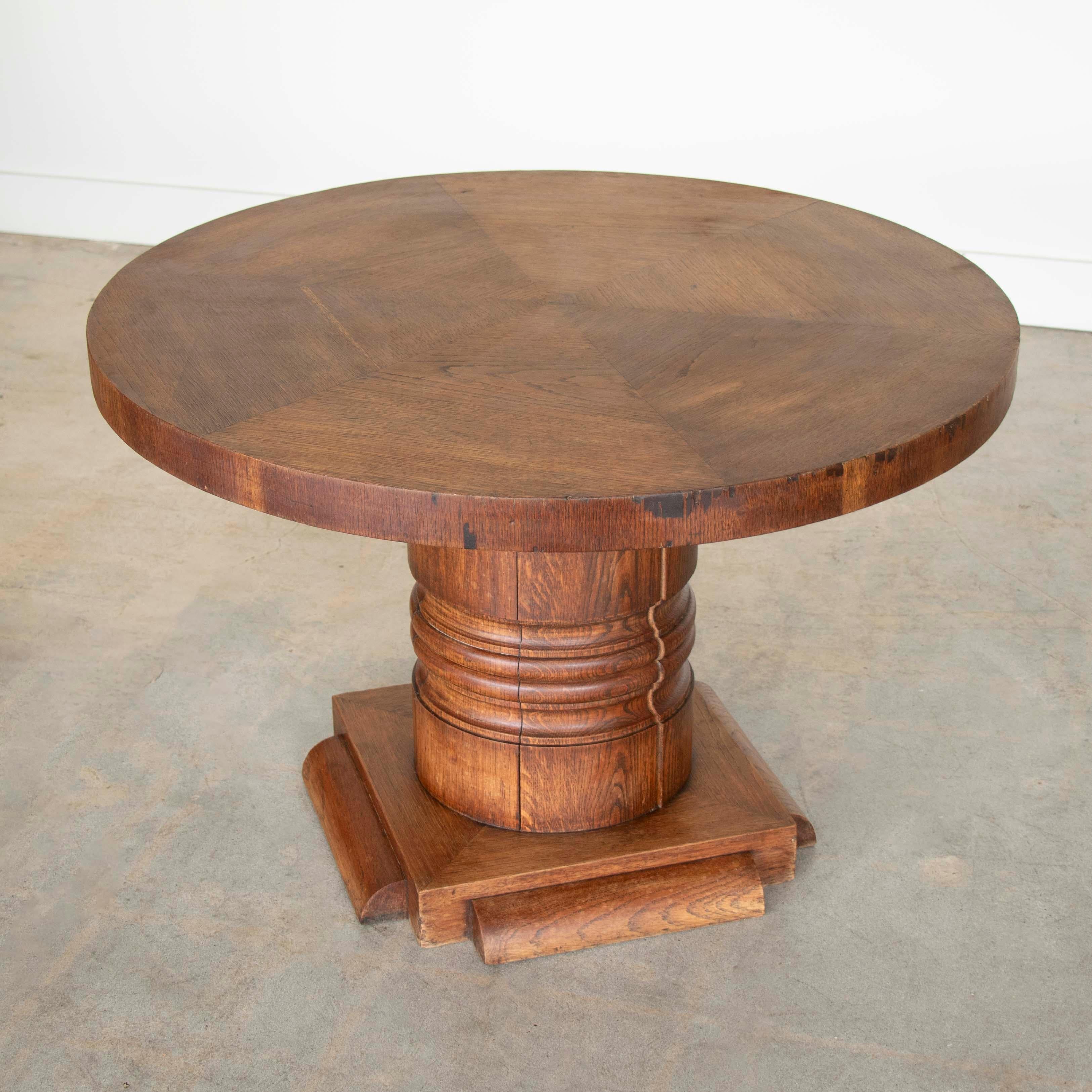 French Dark Oak Table by Charles Dudouyt 1