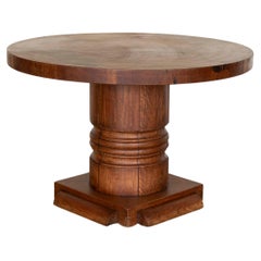 French Dark Oak Table by Charles Dudouyt