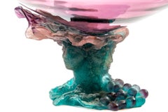 French Daum Bacchus Large Green Amethyst Vase-Centerpiece pâté de verre