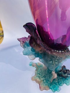 Vaso-centrotavola Daum Bacchus Grande Verde Ametista Francese Pâté De Verre