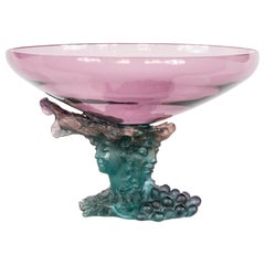 Große grüne Amethyst-Vase von Daum Bacchus, Tafelaufsatz aus Glas, pt de verre