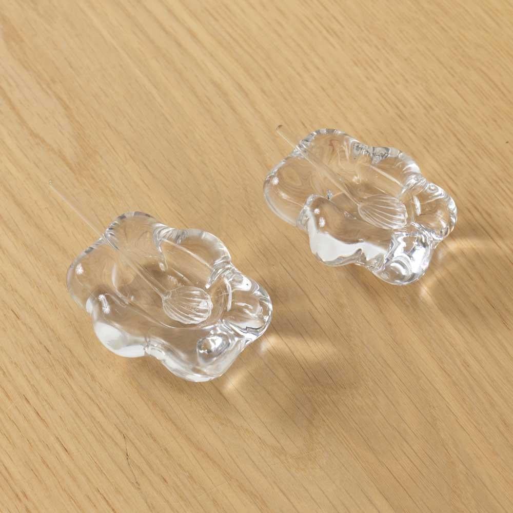 Salière en cristal de Daum avec cuillères en coquillage, signée en vente 1