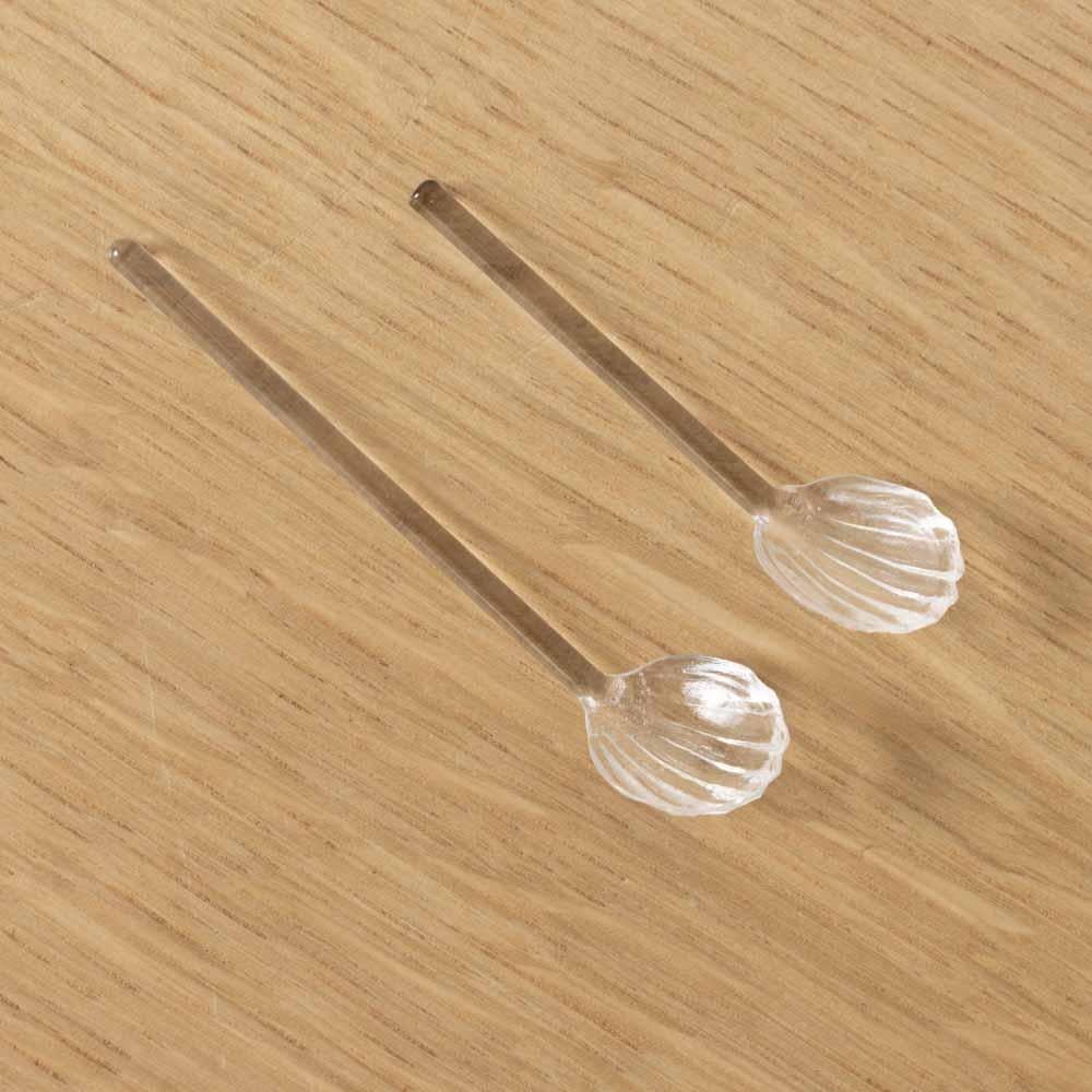 Salière en cristal de Daum avec cuillères en coquillage, signée en vente 3