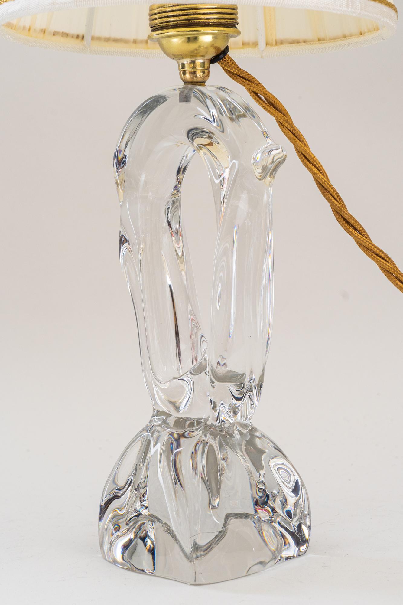 French Daum Crystal Glass Table Lamp, around 1960s ' Signed ' In Good Condition For Sale In Wien, AT