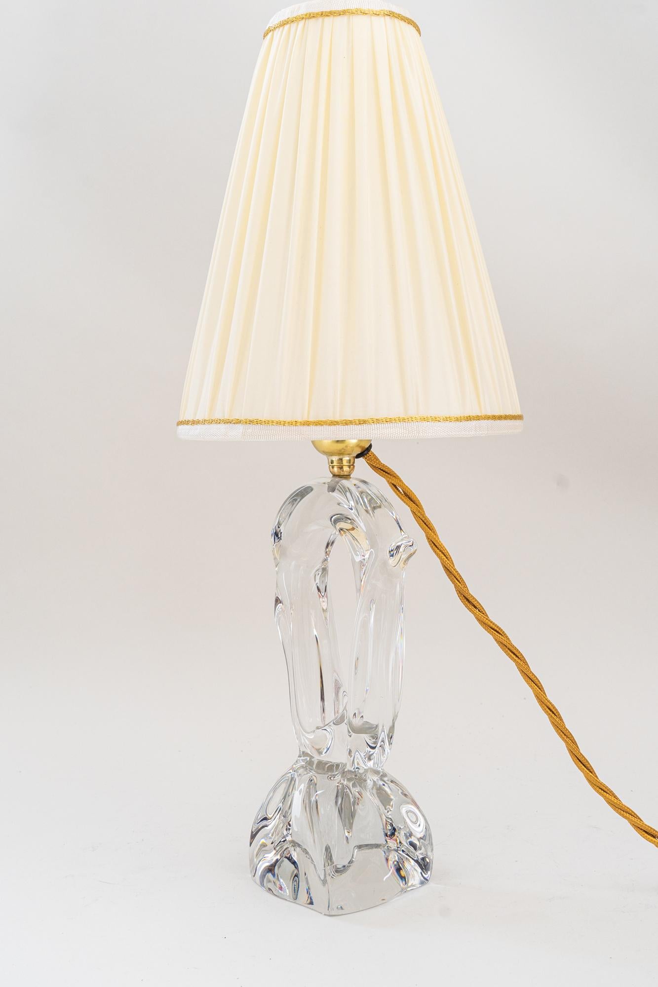 Mid-20th Century French Daum Crystal Glass Table Lamp, around 1960s ' Signed ' For Sale