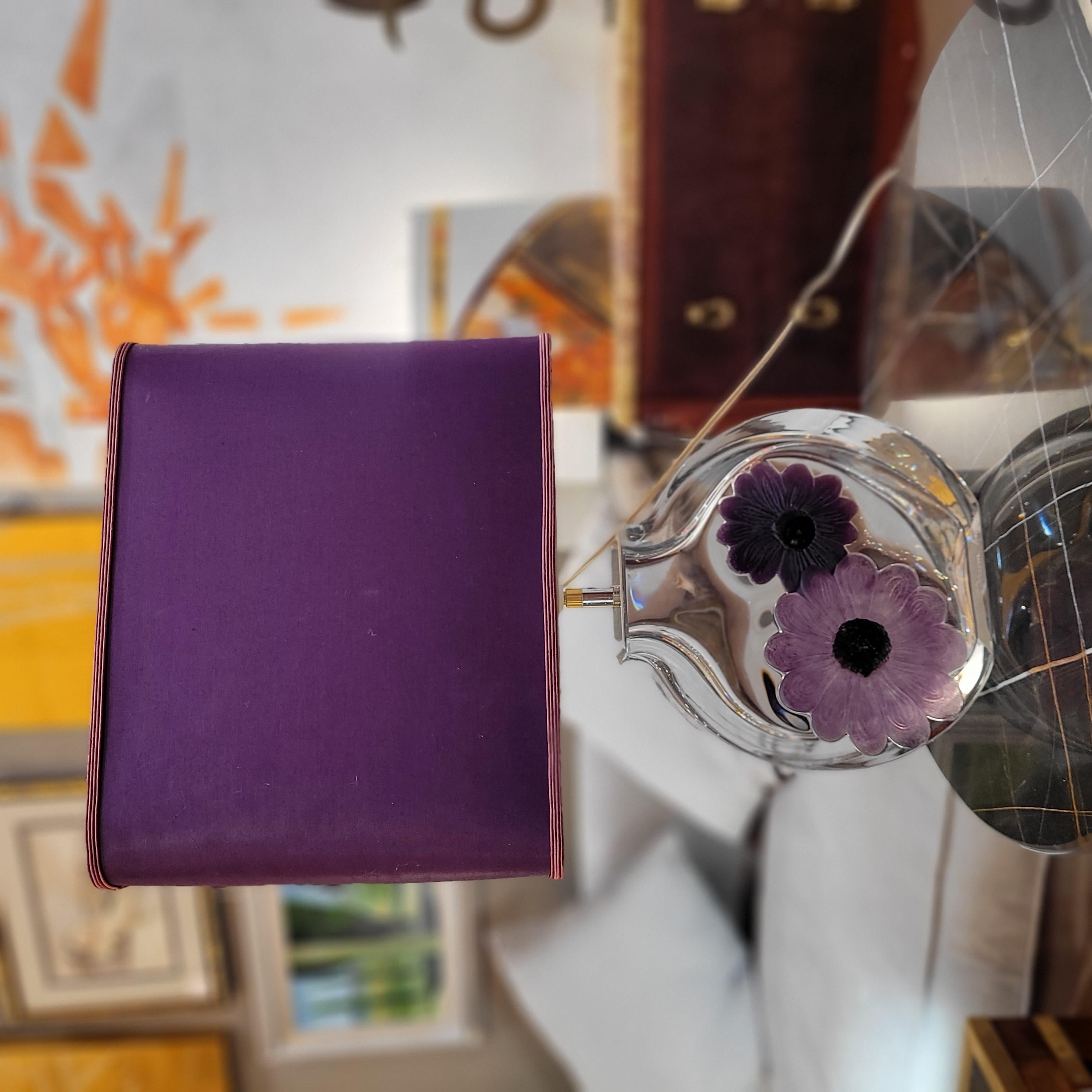 Französische Daum-Kristall-Tischlampe mit lila Blumen aus Kristall im Angebot 14