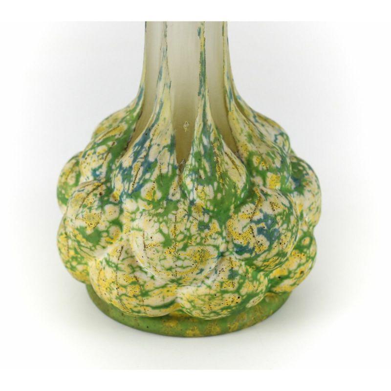 French Daum Nancy Art Glass Vase Rare Rainbow Mottled Colors Bulbous Base, c1910 In Good Condition In Gardena, CA