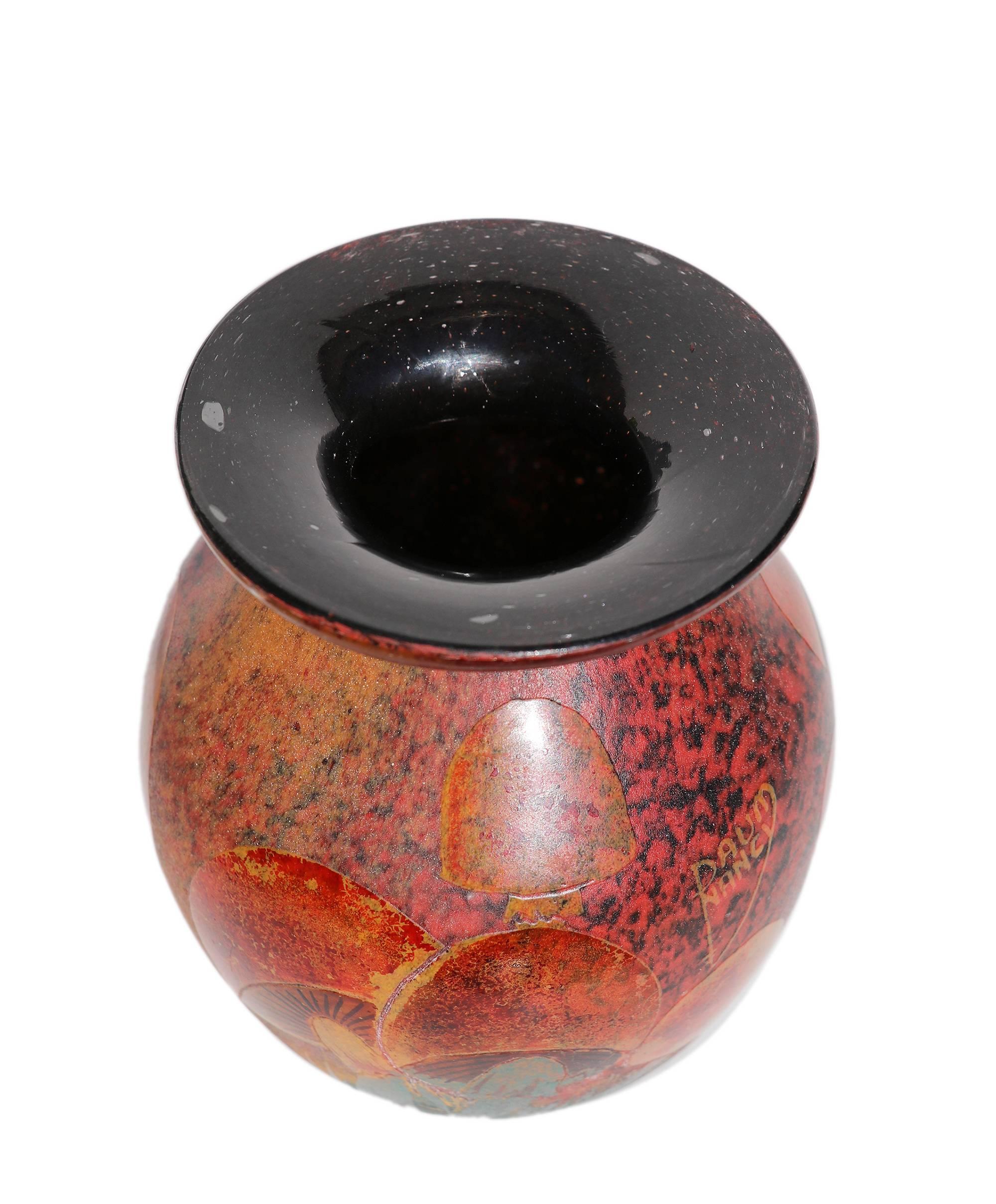 Début du 20ème siècle Daum Nancy attribué à la France Vase champignon en verre camé Art Nouveau en vente