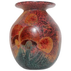 Francés Daum Nancy attr. Jarrón seta de cristal camafeo Art Nouveau
