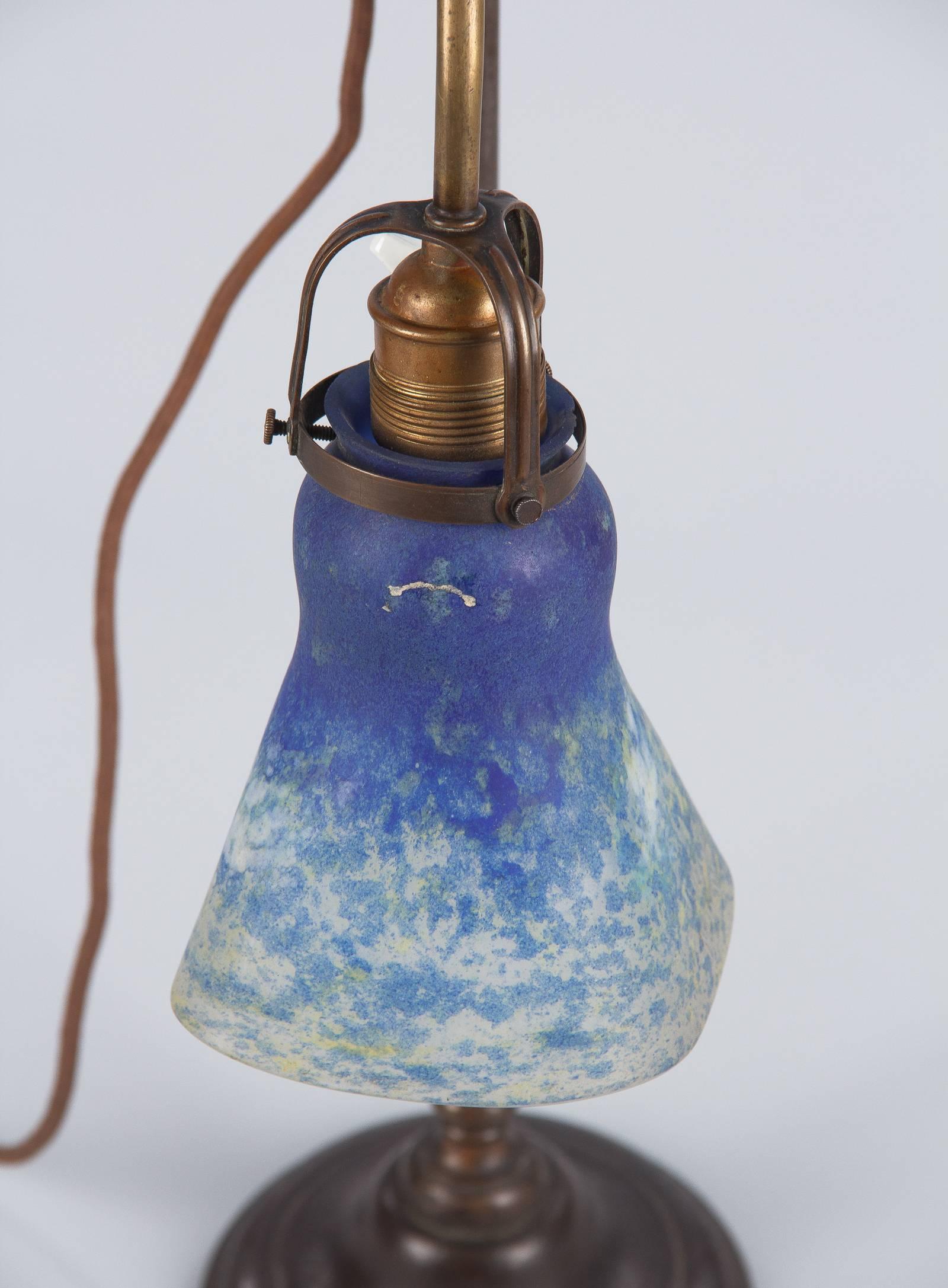 French Daum Nancy Signed Art Nouveau Glass Desk Lamp, 1900s 7