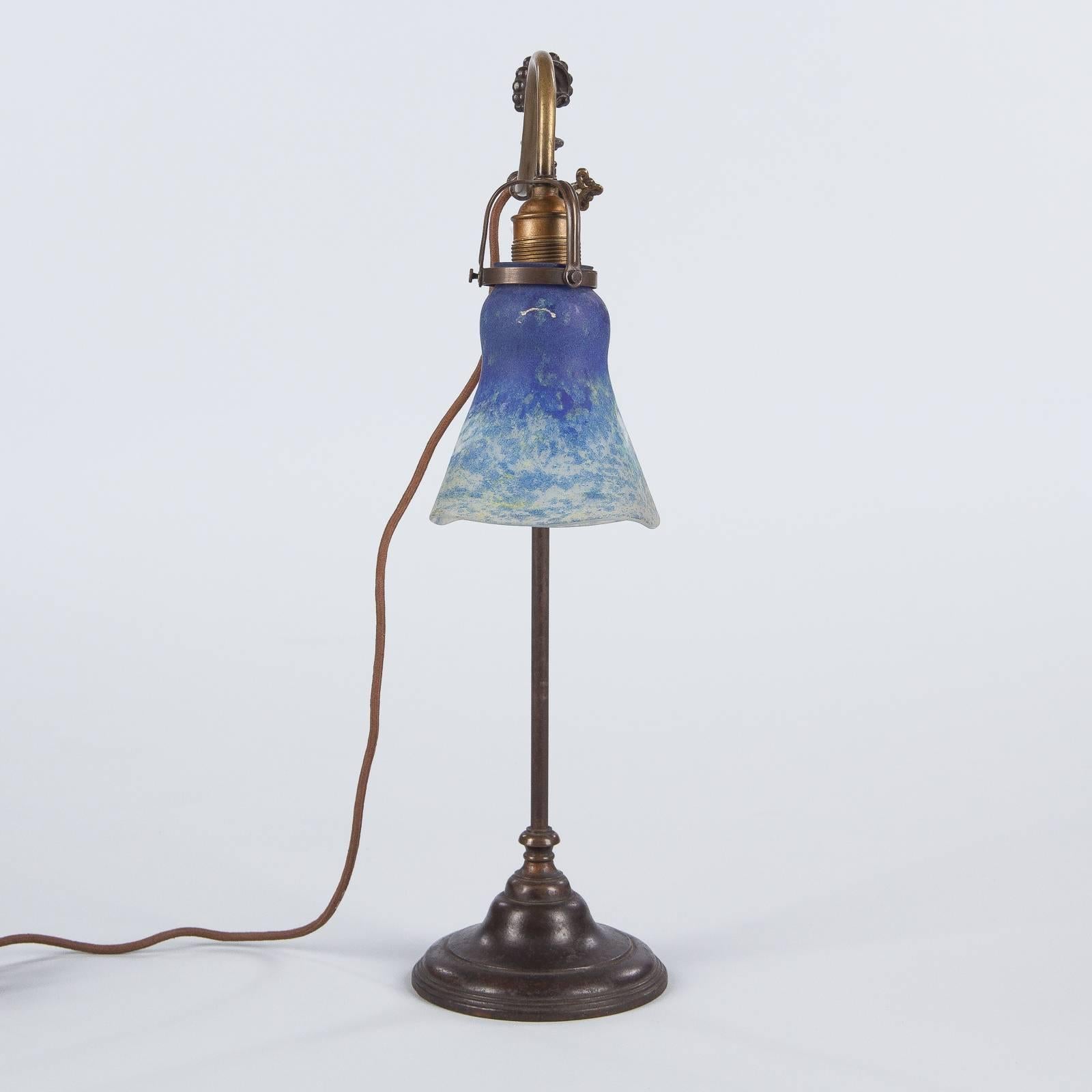 French Daum Nancy Signed Art Nouveau Glass Desk Lamp, 1900s 8