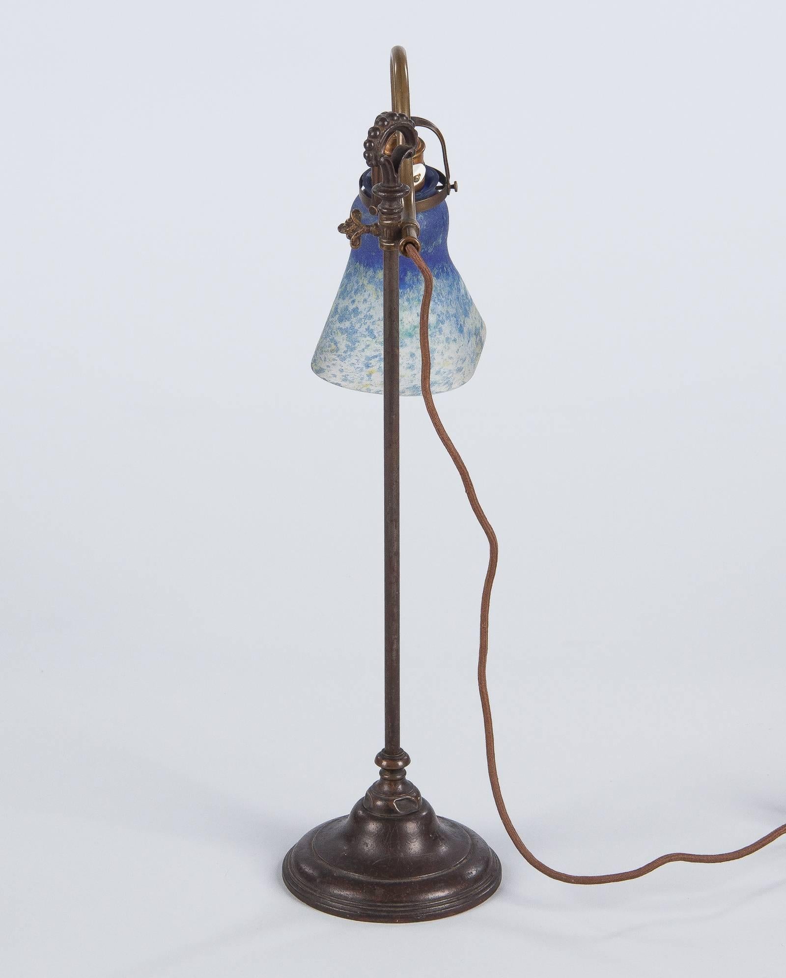 French Daum Nancy Signed Art Nouveau Glass Desk Lamp, 1900s 10